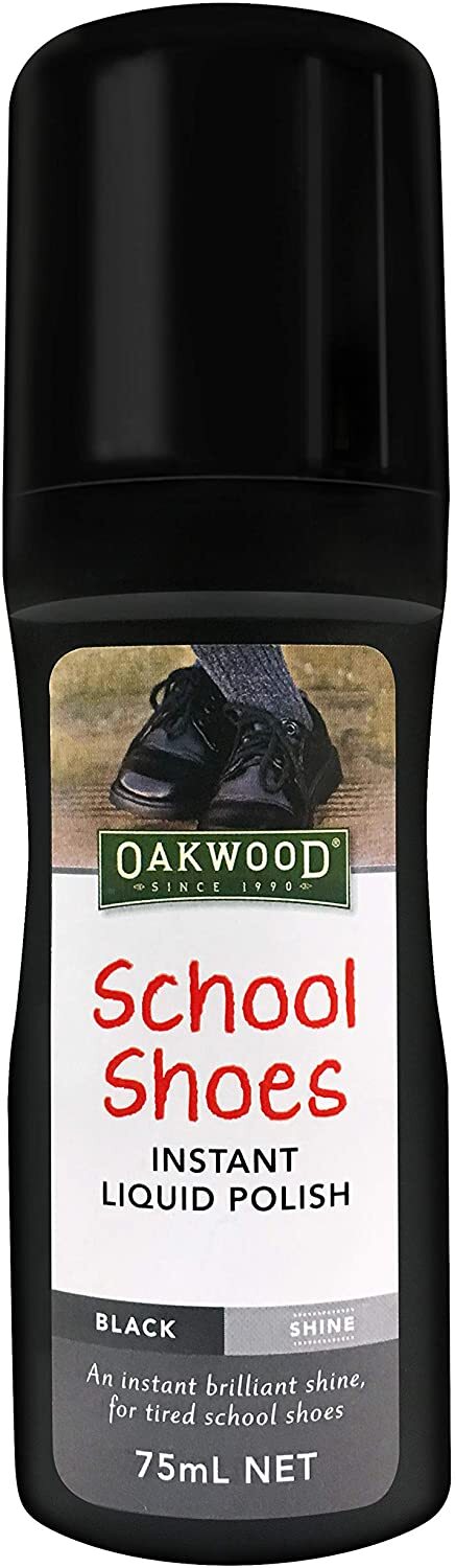 Oakwood 75ml School Shoes Instant Liquid Polish Black Shine